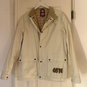 66°North Field Waxed Coat Men's XL Tan Beige Lightweight Jacket Collar Belted